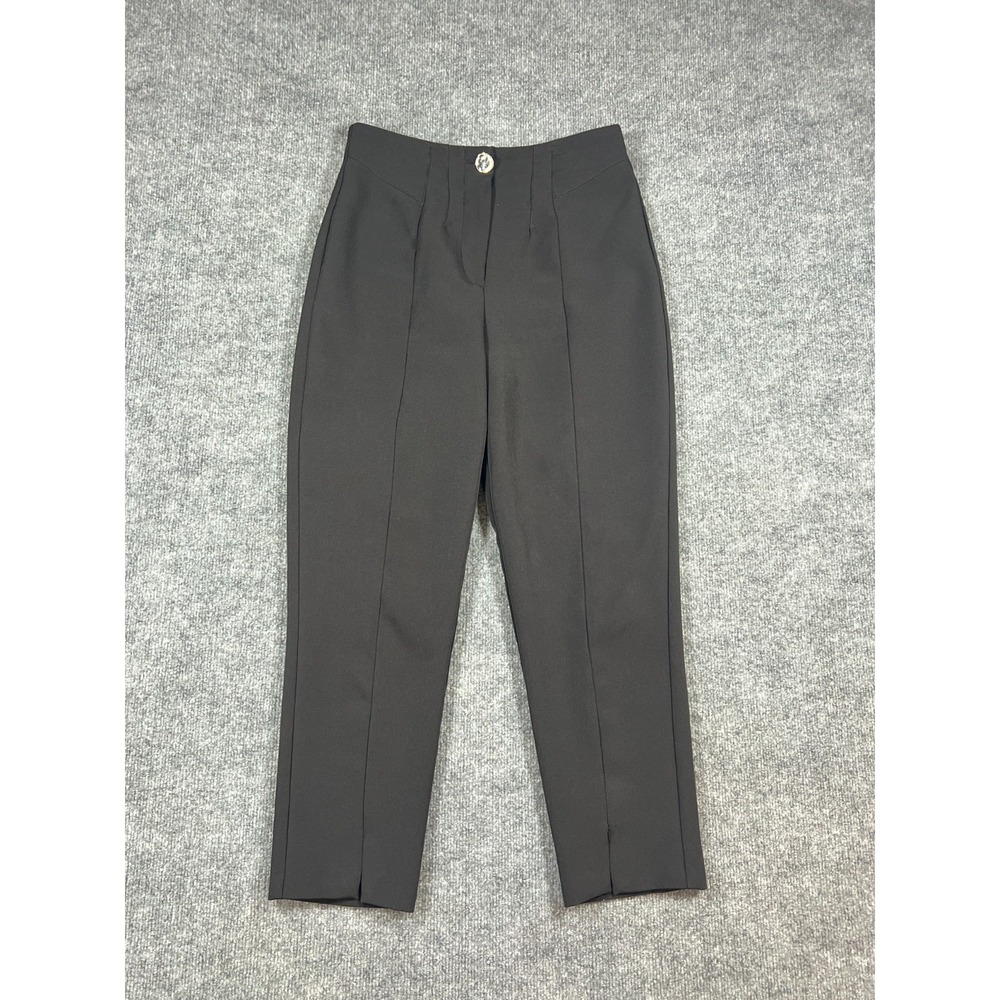 River Island Dress Pants Womens 8 Black Stretch Pleated High Rise Skinny Formal